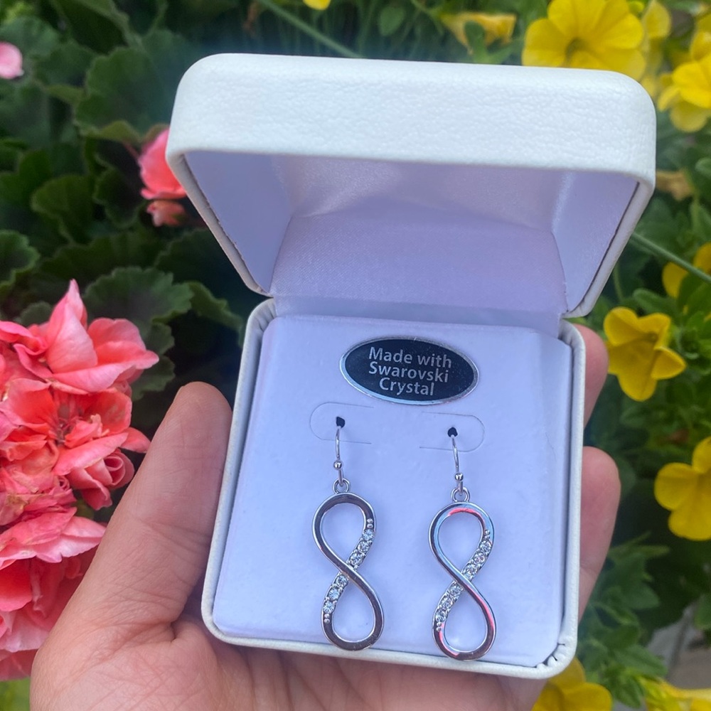 Made with Swarovski Crystal Infinity Earrings